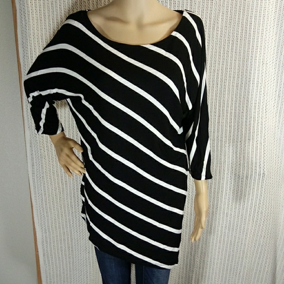 INC International Concepts Tops - International Black&Whit Concepts Asymmetry Top L